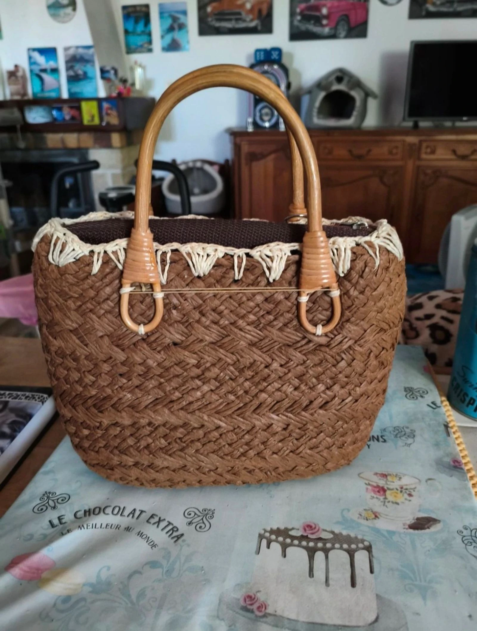 Bolsa de mão de vime vintage TBE – photo 4